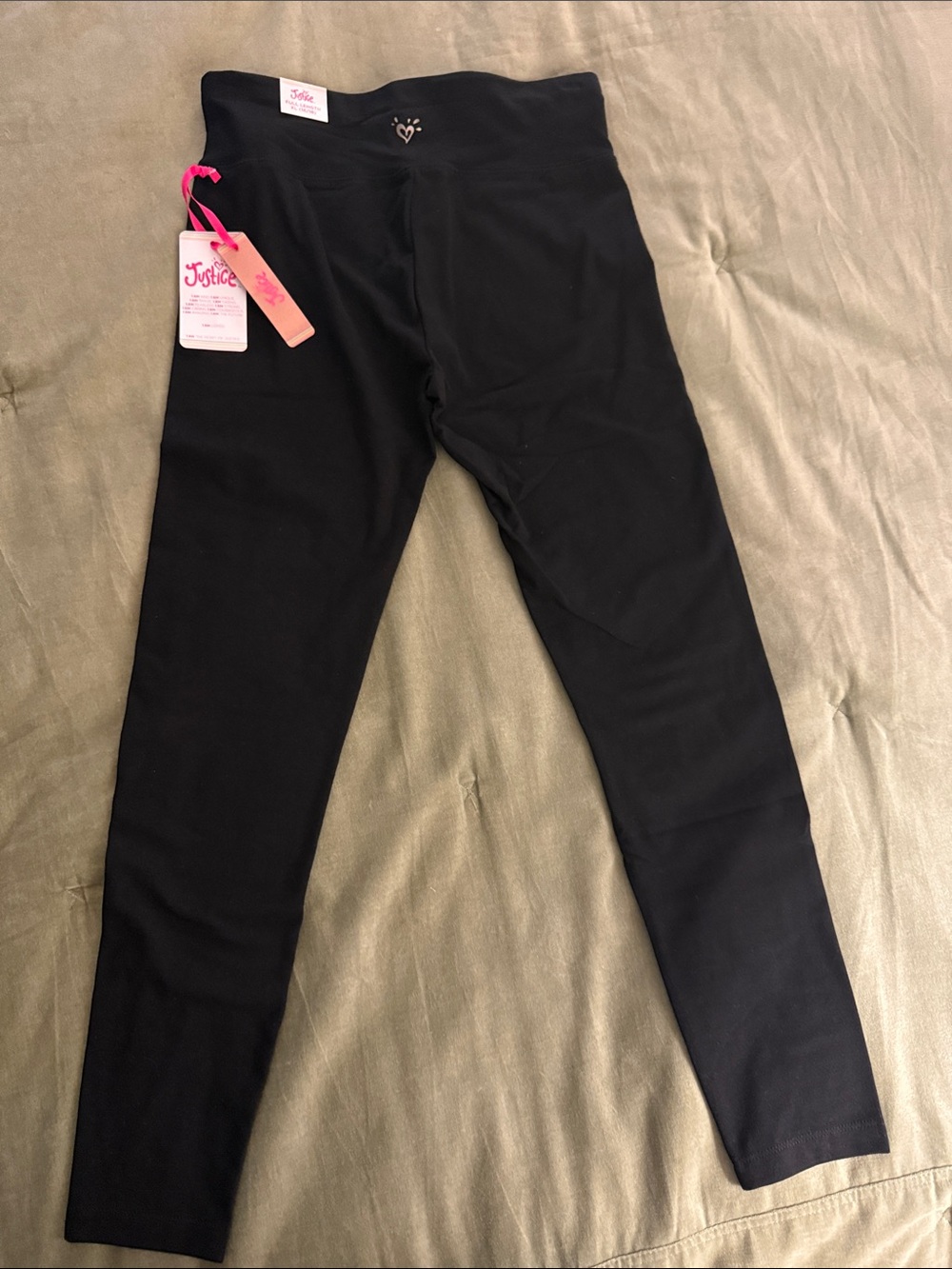 Justice Black Girls' Leggings with Pink Tag